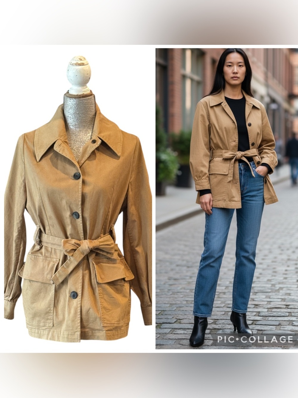 Kotn Egyptian Cotton Belted Short Trench Coat Tan Size M